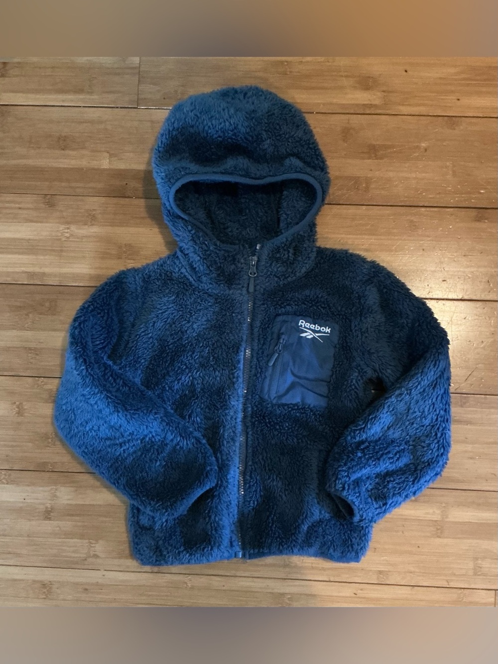 Reebok Boys Slate Blue High Pile Sherpa Fleece Hoodie Jacket Size 4
